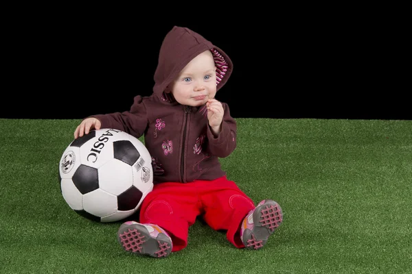 Dziecko z piłki nożnej — Zdjęcie stockowe