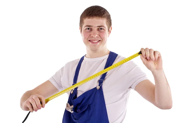 Worker with tape measure — Stock Photo, Image