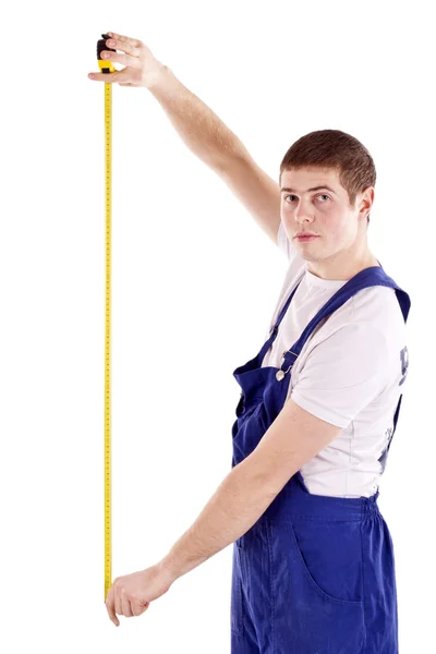 Worker with tape measure — Stock Photo, Image