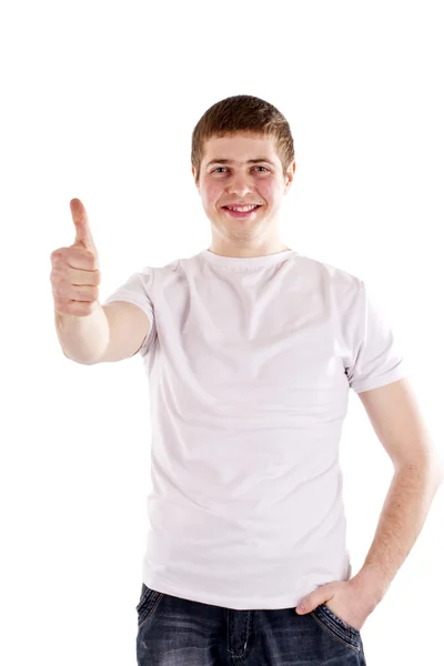 Young man in a casual style clothing on white background — Stock Photo, Image