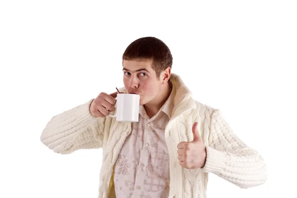 Man with cup — Stock Photo, Image