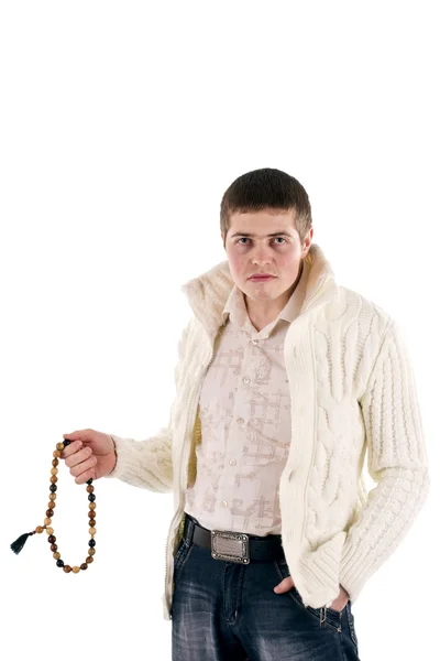 Man holding a rosary — Stock Photo, Image