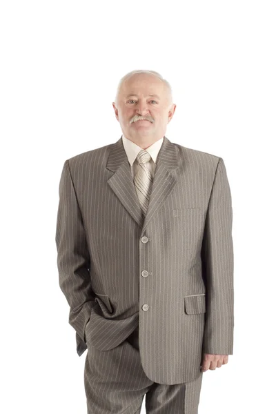 Geschäftsmann im Anzug über Weiß — Stockfoto