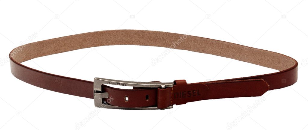 Leather belt on a white background