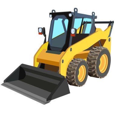 The yellow truck with a scraper to lift cargo. clipart