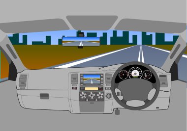 The car without a driver on the road. clipart