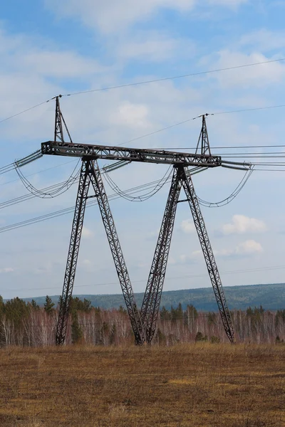 Elektrické mřížky poblíž pole — Stock fotografie