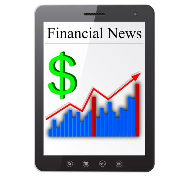 Financial News on Tablet PC. Isolated on white illustra