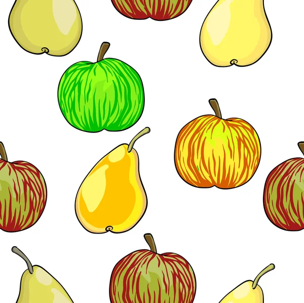 Dikişsiz meyve deseni elma ve armut — Stok fotoğraf