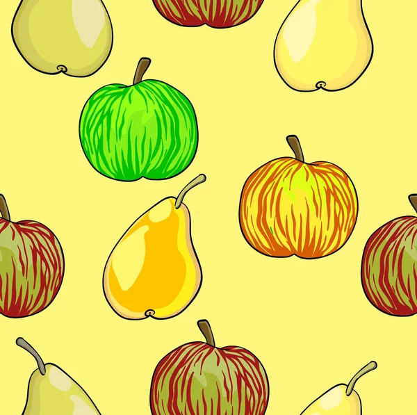 Sömlös frukt mönster äpplen och päron — Stockfoto