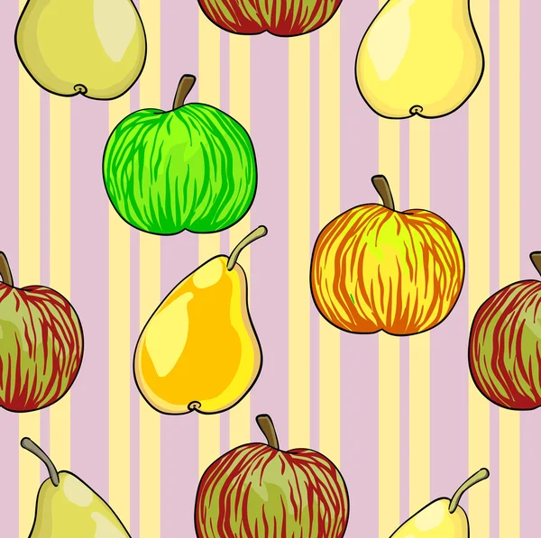 Naadloze vruchten patroon appelen en peren — Stockfoto