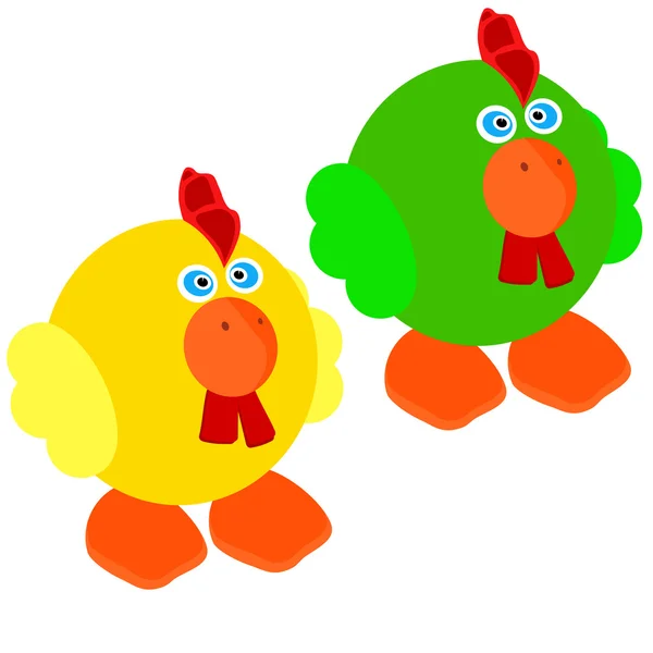 Two cute little rooster — Stock Photo, Image