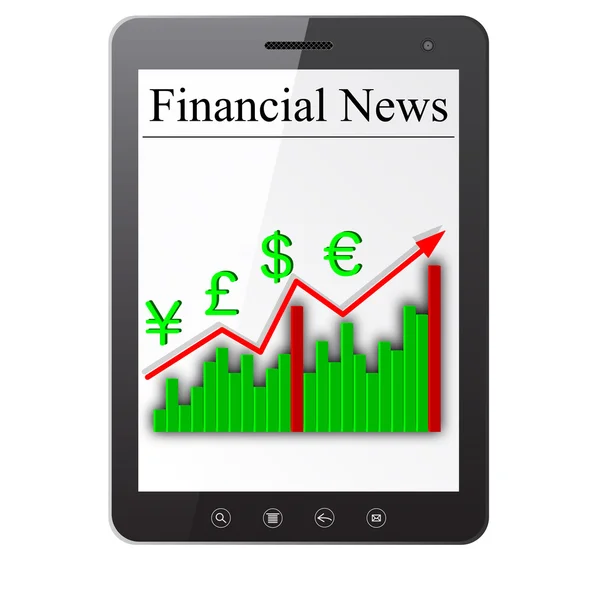 Notizie finanziarie su Tablet PC. Isolato su illustrazione bianca — Foto Stock