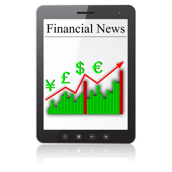 Financial News on Tablet PC. Isolated on white illustra — Stock Photo, Image
