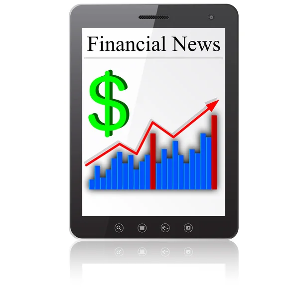 Noticias financieras en Tablet PC. Aislado en ilustraciones blancas — Foto de Stock