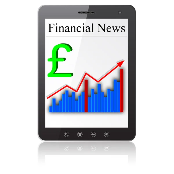 Noticias financieras en Tablet PC. Aislado en ilustraciones blancas —  Fotos de Stock