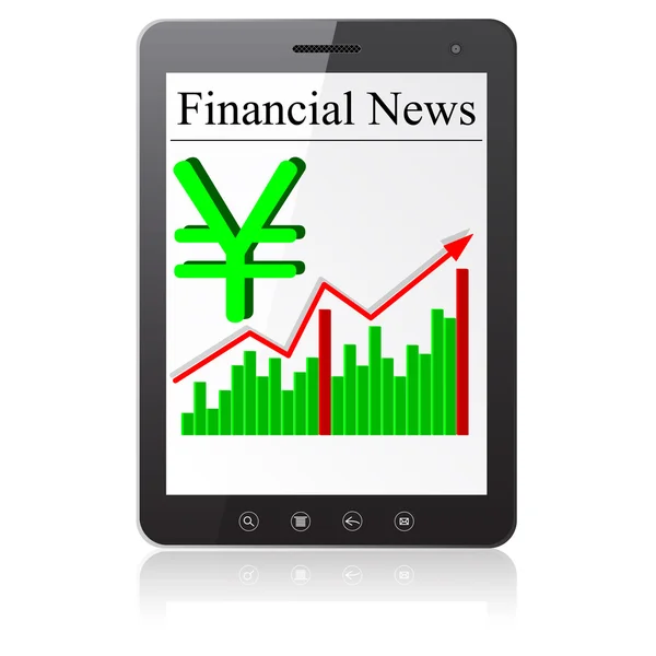 Financial News yena on Tablet PC. Isolated on white. — Stock Photo, Image