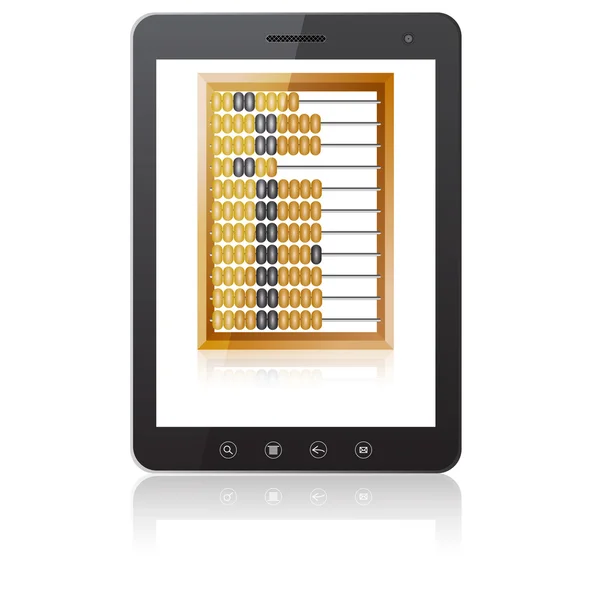 Siyah tablet pc bilgisayar ile abacus — Stok fotoğraf