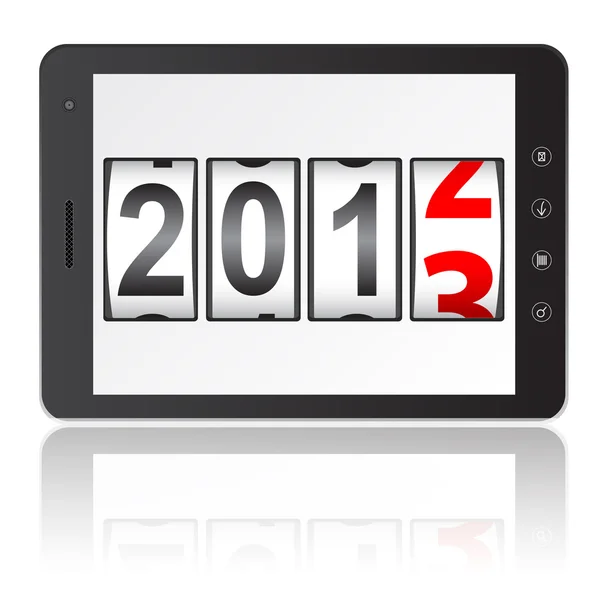 Tablet pc 计算机与 2013年新年计数器 — 图库照片