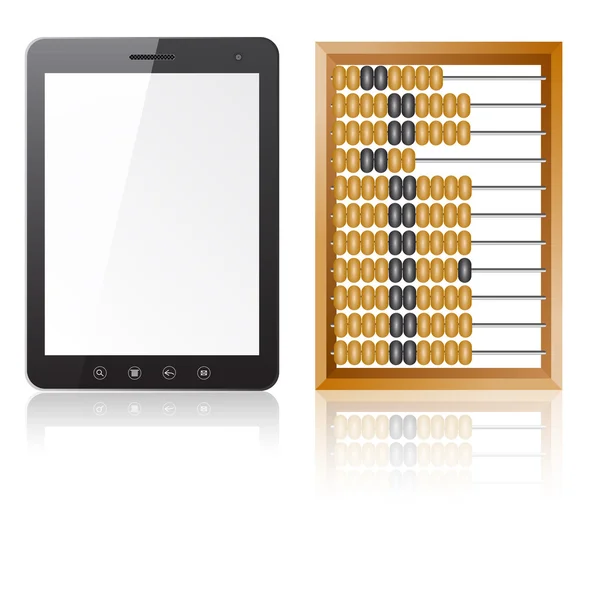 Tablet pc-computer met leeg scherm met abacus — Stockfoto