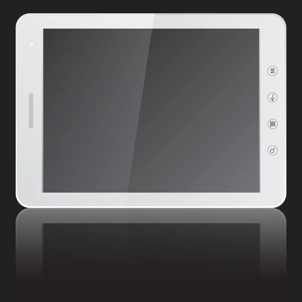 Witte tablet pc PC geïsoleerd op zwarte achtergrond. — Stockfoto