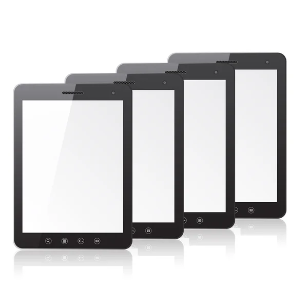 Vier tablet pc PC met leeg scherm — Stockfoto