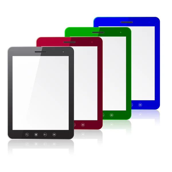 Čtyři barvy tablet pc počítač s prázdnou obrazovkou — Stock fotografie