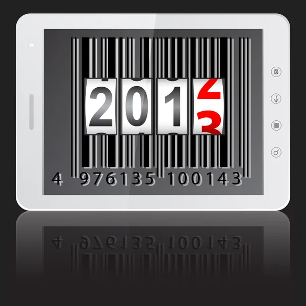 Weißer Tablet-PC mit Neujahrszähler 2013 — Stockfoto