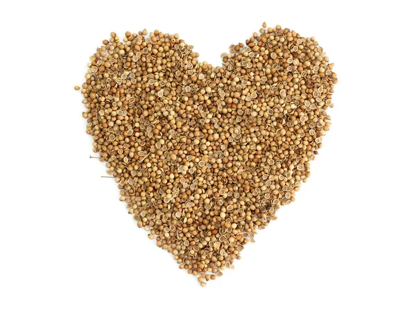 Coriander seeds a heart — Stock Photo, Image
