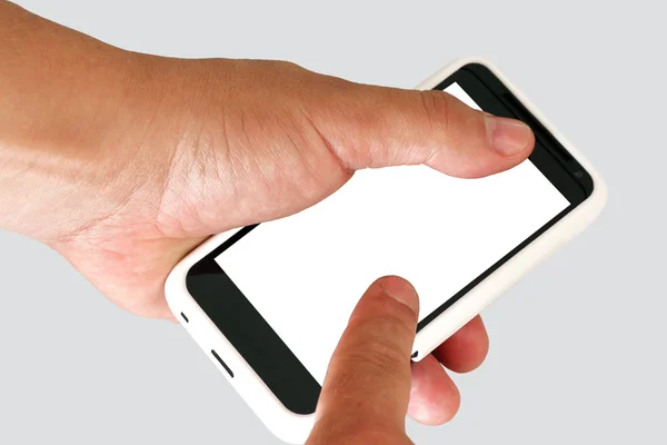 Mobiltelefon i en mans hand. — Stockfoto
