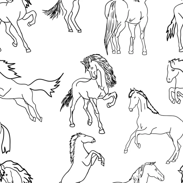 Seamless wallpaper horses — Stock Photo, Image