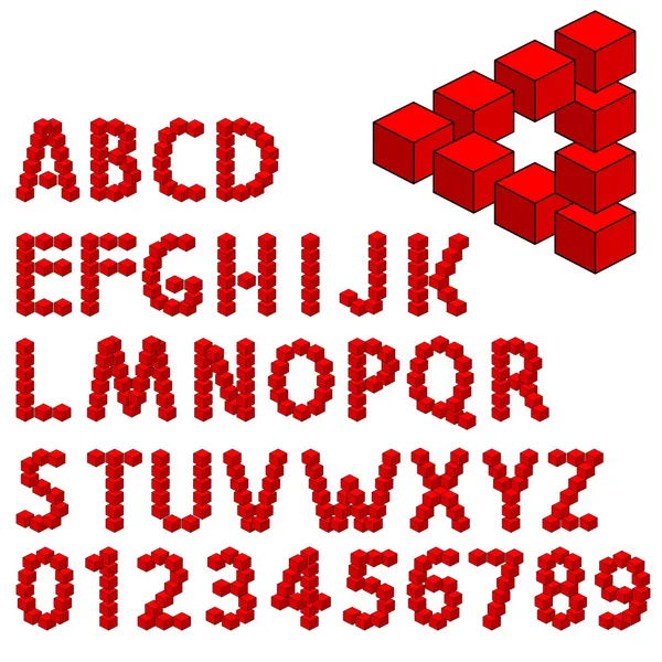 Zestaw alfabet streszczenie złudzenie optyczne trzech wymiarów. — Zdjęcie stockowe