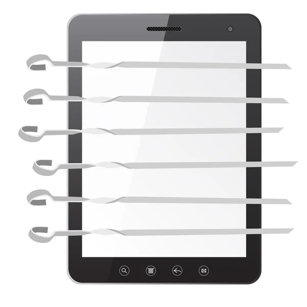 바베 큐와 꼬치 태블릿 Pc 컴퓨터 — 스톡 사진