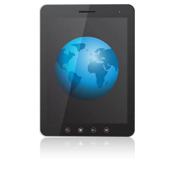 Tablet pc počítač s obrazovkou zeměkoule — Stock fotografie