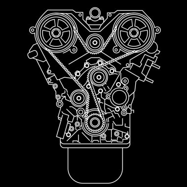 Racing engine, front view. clipart