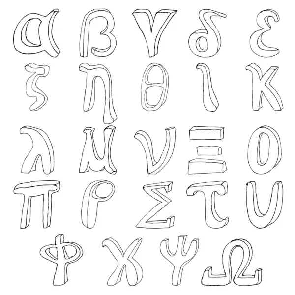 手の図面のギリシャ語のアルファベット — ストック写真
