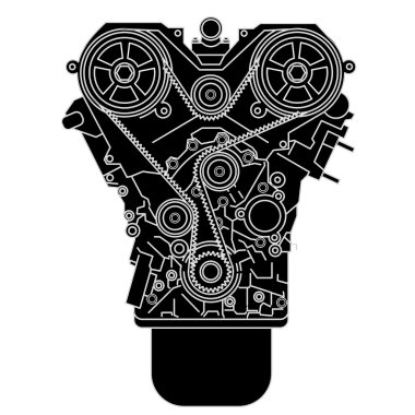 Internal combustion engine, as seen from in front. clipart