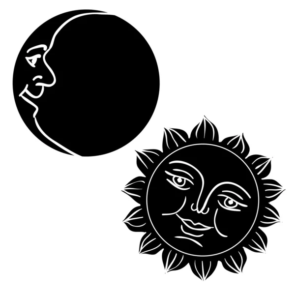 stock image  illustration of Moon and Sun with faces