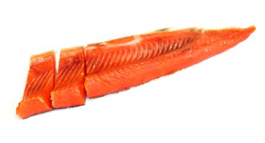 Smoked red fish fillet over white clipart
