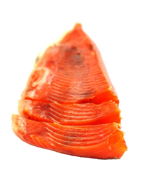 Filé de peixe vermelho fumado sobre branco — Fotografia de Stock