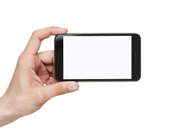 Teléfono inteligente móvil en blanco con ruta de recorte — Foto de Stock