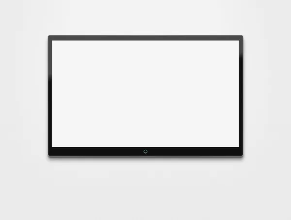 TV de pantalla plana en blanco con ruta de recorte — Foto de Stock