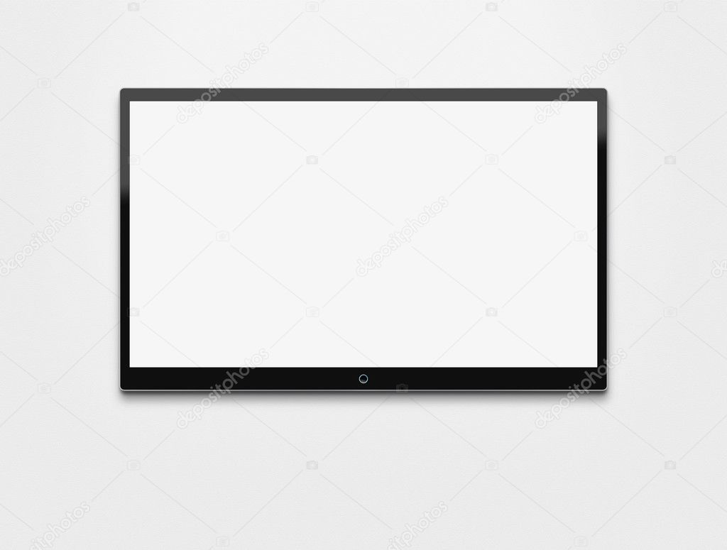 Blank flat screen TV with clipping path