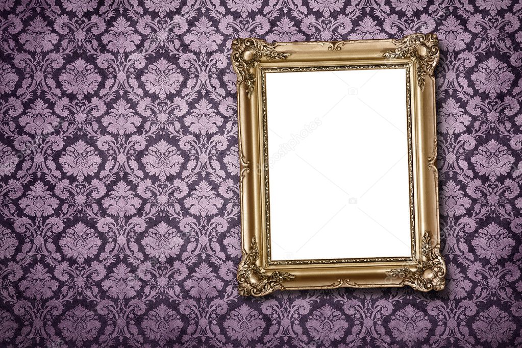 Blank frame at wall with clipping path