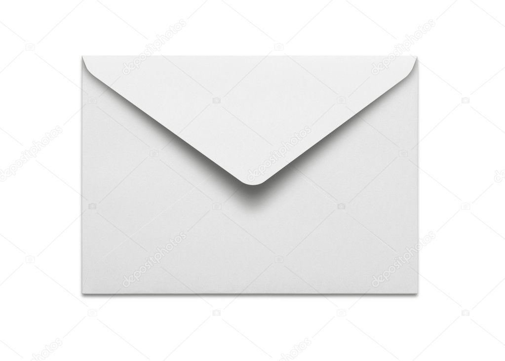 Blank envelope on white