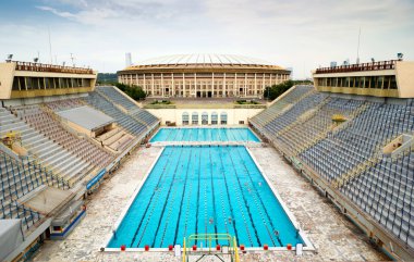 Sports swimming pool in Moscow clipart