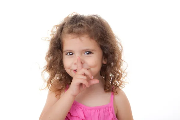 Kind vinger aan de lippen — Stockfoto