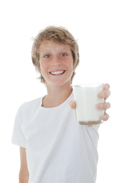 Παιδί ποτήρι γάλα — Φωτογραφία Αρχείου