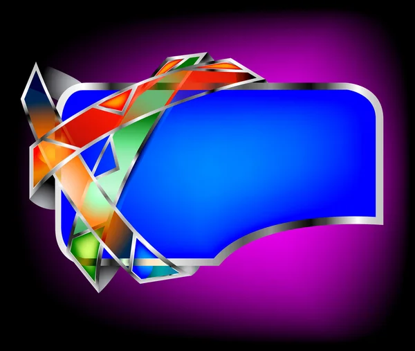 Etiqueta azul con bandas de diferentes colores — Archivo Imágenes Vectoriales