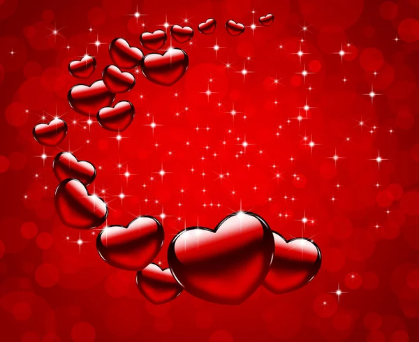 Vackra röda hjärtan och stjärnor bakgrund — Stockfoto